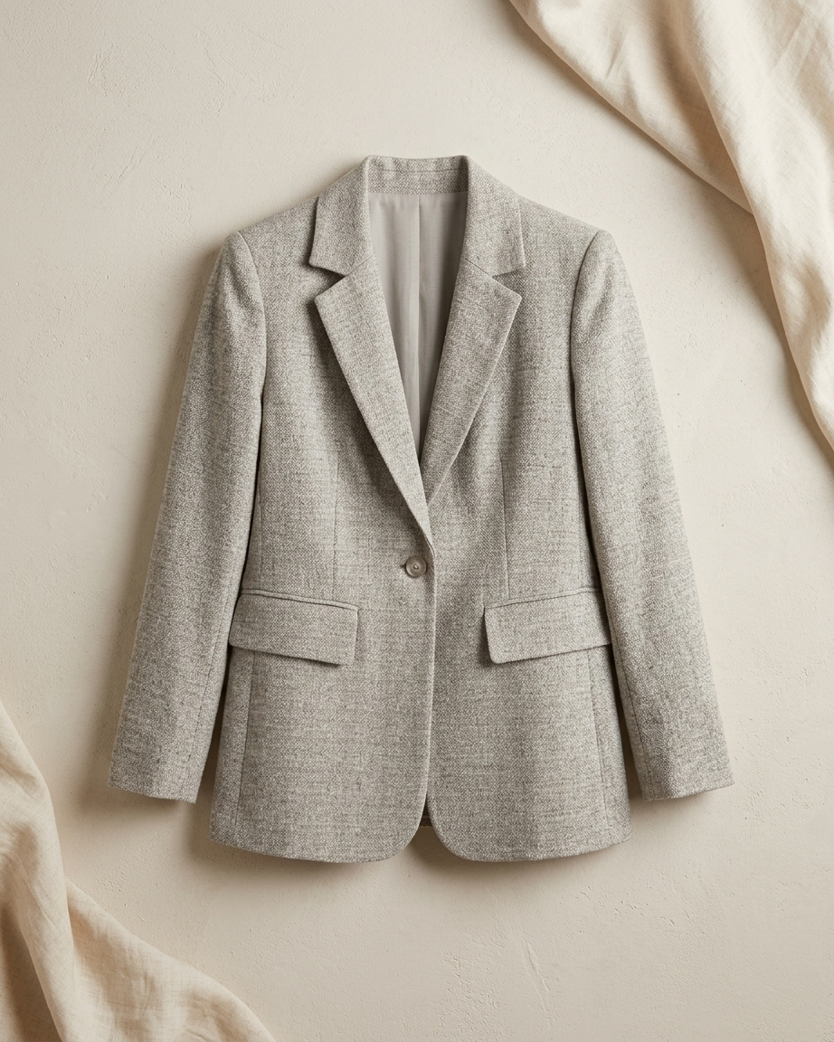 Light Grey Wool-Blend Blazer Light Grey Wool-Blend Blazer