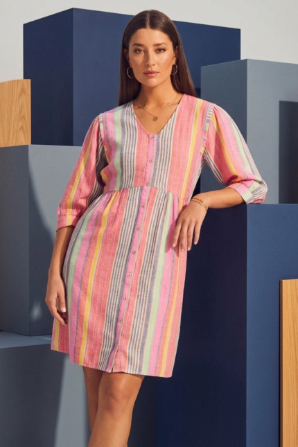 Rainbow Stripe Midi Dress - Image 2
