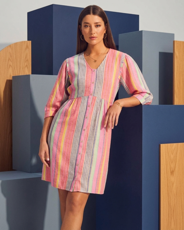 Rainbow Stripe Midi Dress - Image 2