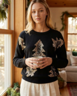 Sequined Christmas Tree Knit Sweater - Image 3