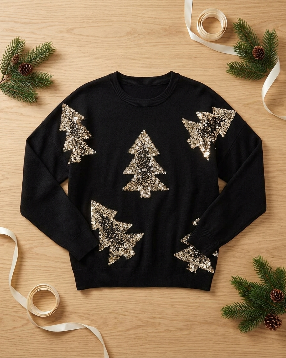 Sequined Christmas Tree Knit Sweater Sequined Christmas Tree Knit Sweater
